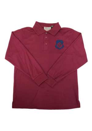 St Josephs Catholic School Junior Polo Long Sleeve Maroon